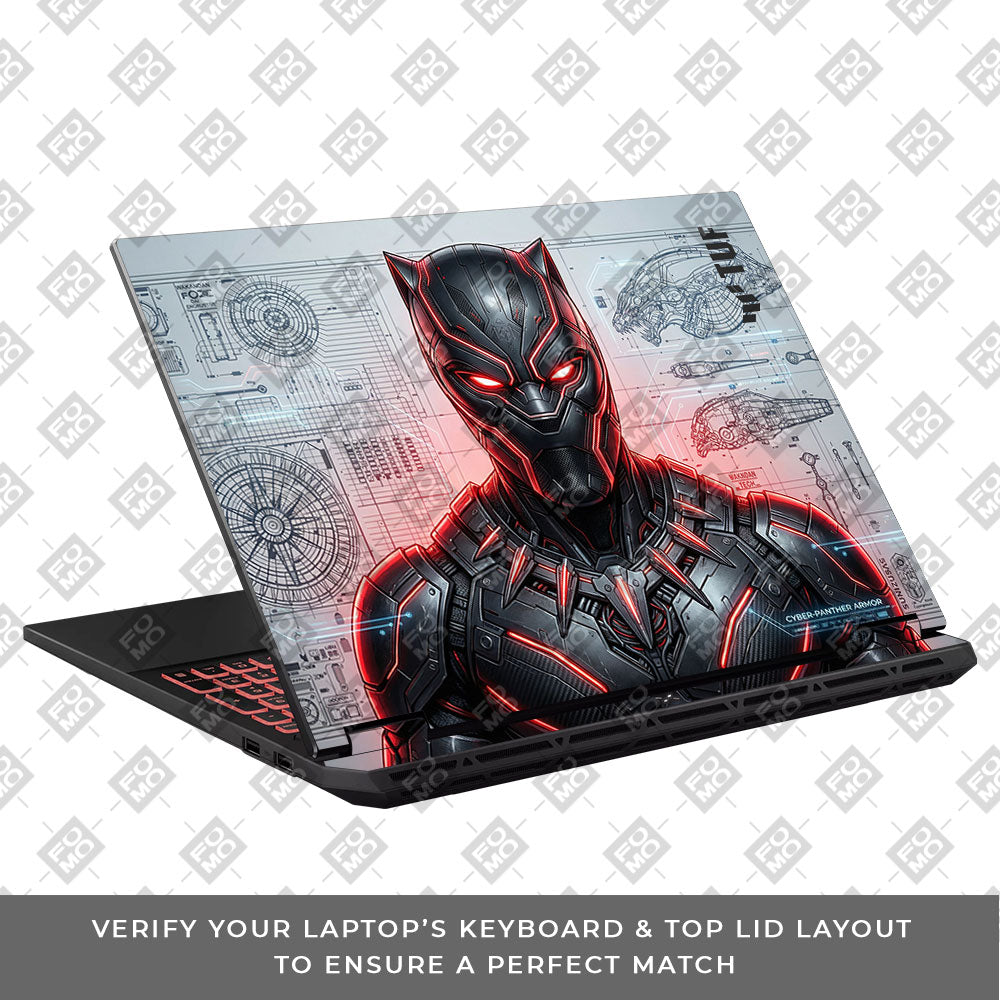Futuristic Black Panther Asus TUF Gaming A16 2025 3D Laptop Skin