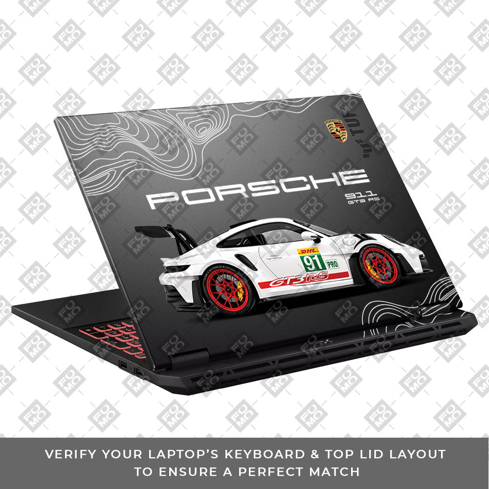 Transparent Porsche GT3 RS Power Asus TUF Gaming A16 2025 Laptop Skin