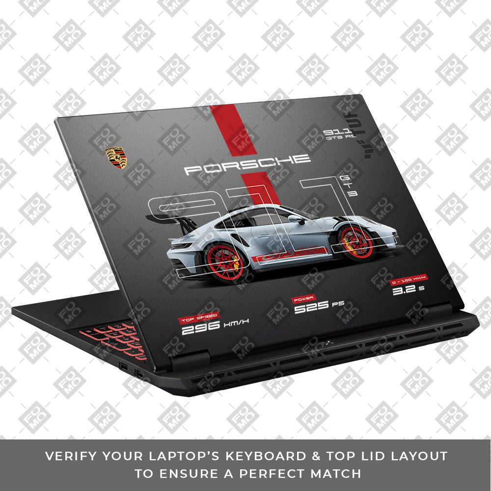 Transparent Porsche 911 Performance Asus TUF Gaming A16 2025 Laptop Skin