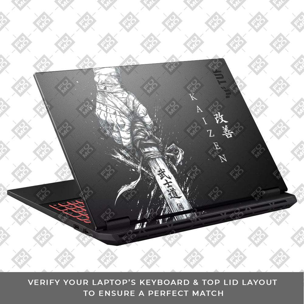 Transparent Kaizen Samurai Sword Asus TUF Gaming A16 2025 Laptop Skin