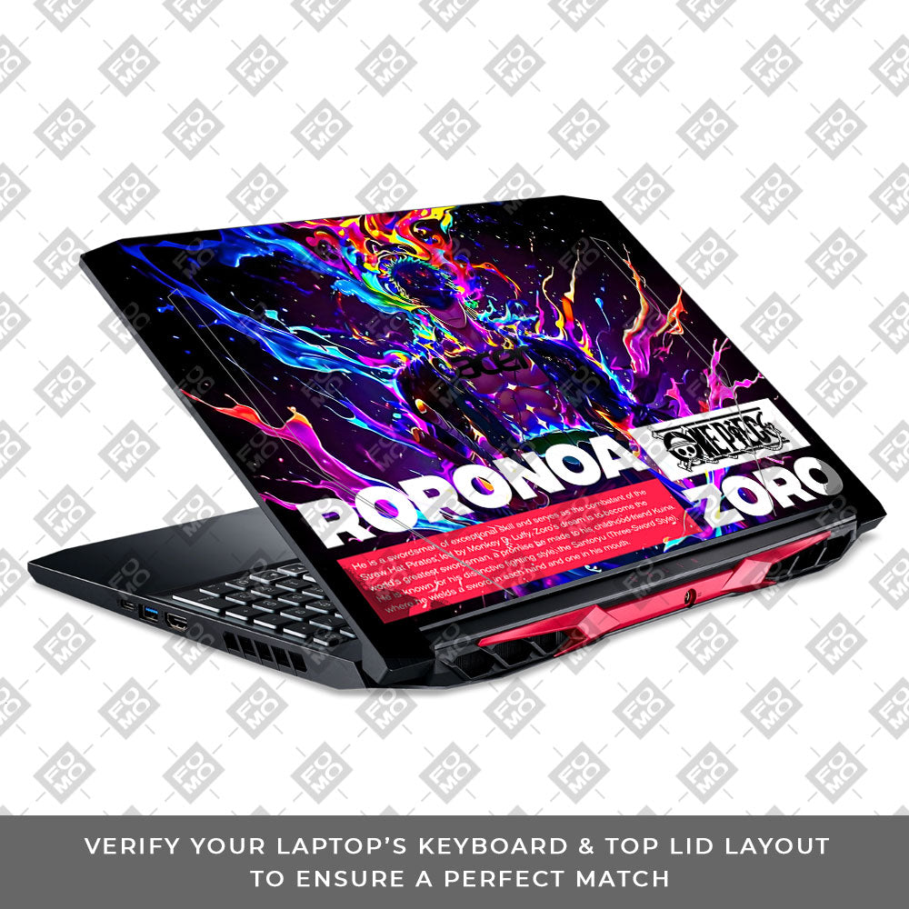 Zoro with Neon Flames Acer Nitro 5 AN515 44, 56 Laptop Skin