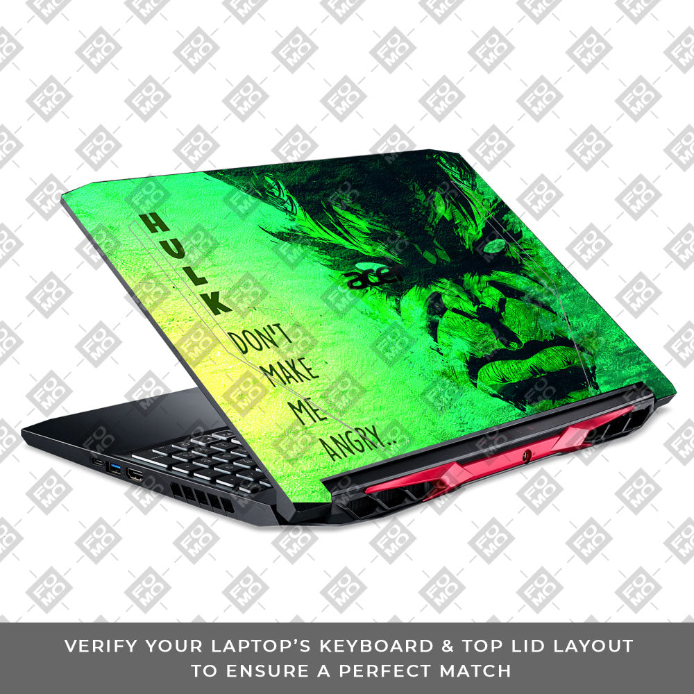 Hulk Don't Make Me Angry Acer Nitro 5 AN515 44, 56 Laptop Skin
