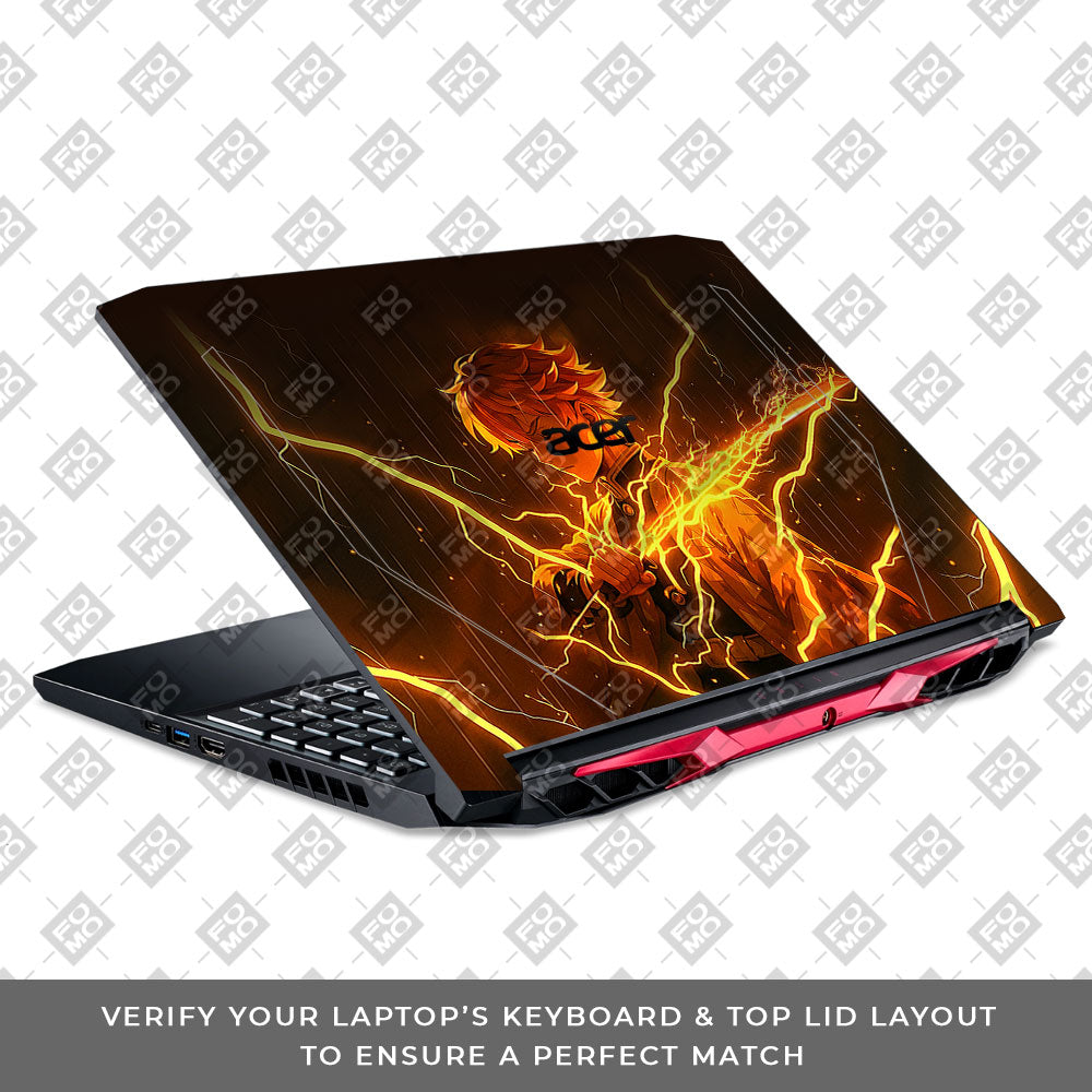 Thunder Soul Lightning Zenitsu Acer Nitro 5 AN515 44, 56 Laptop Skin