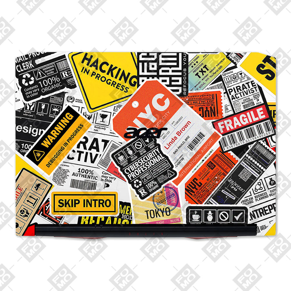Tech Aesthetic Sticker Collage Acer Nitro 5 AN515 45, 55, 57 Laptop Skin