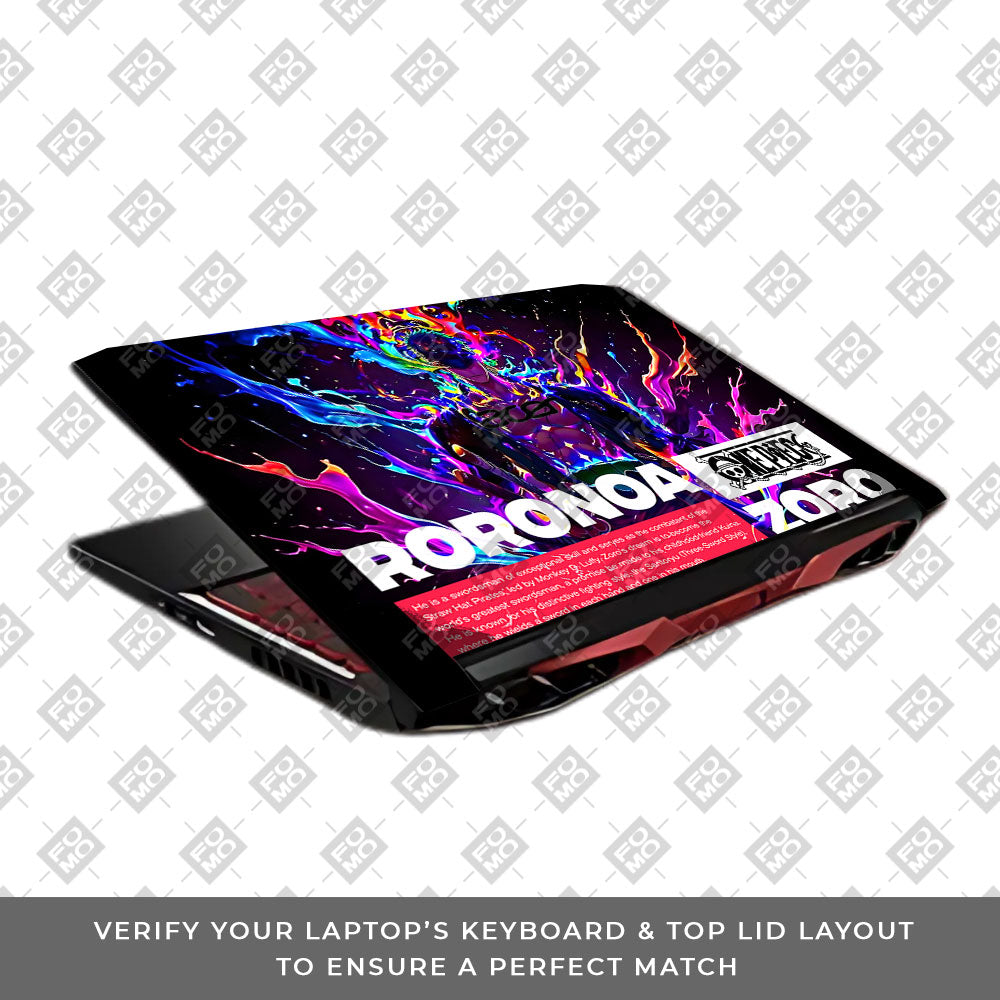 Zoro with Neon Flames Acer Nitro 5 AN515 45, 55, 57 Laptop Skin