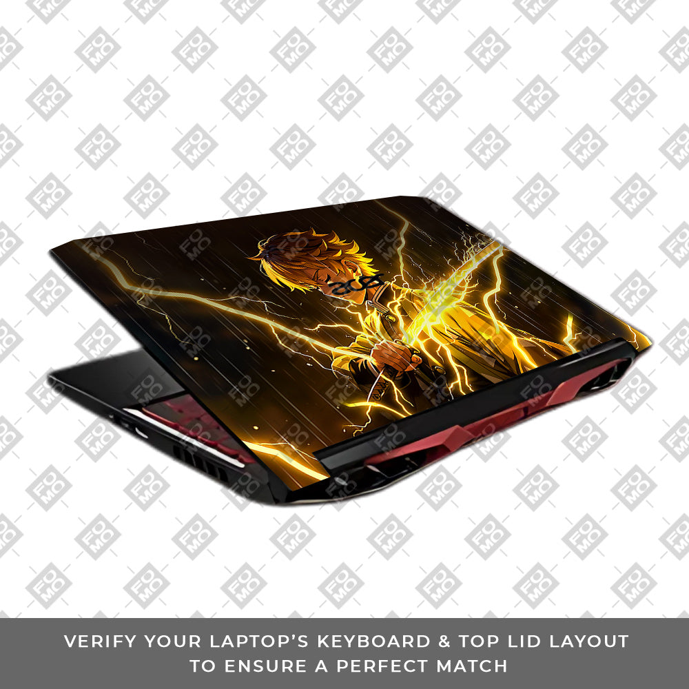 Thunder Soul Lightning Zenitsu Acer Nitro 5 AN515 45, 55, 57 3D Laptop Skin