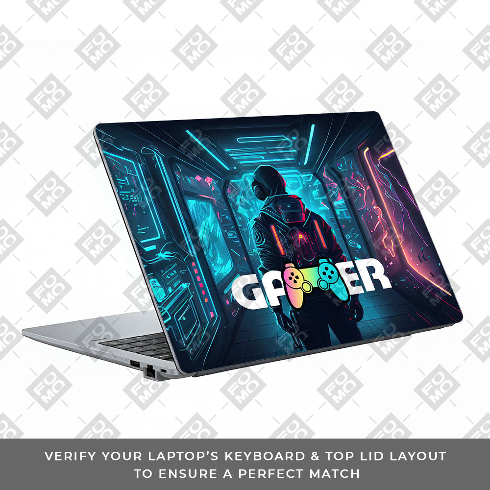 Gamer in Glowing Background Gaming Asus ExpertBook P1503 Laptop Skin