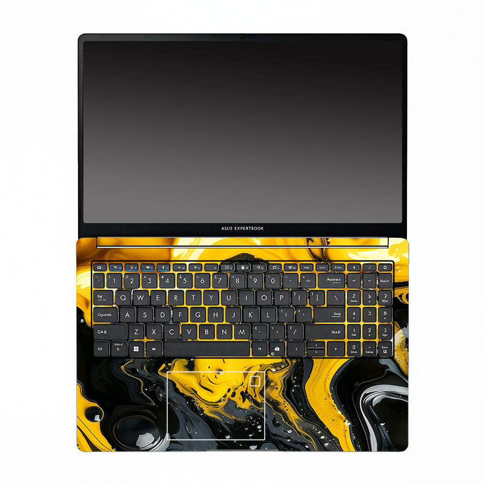 Yellow and Black Paint Swirls Asus ExpertBook P1503 Laptop Skin