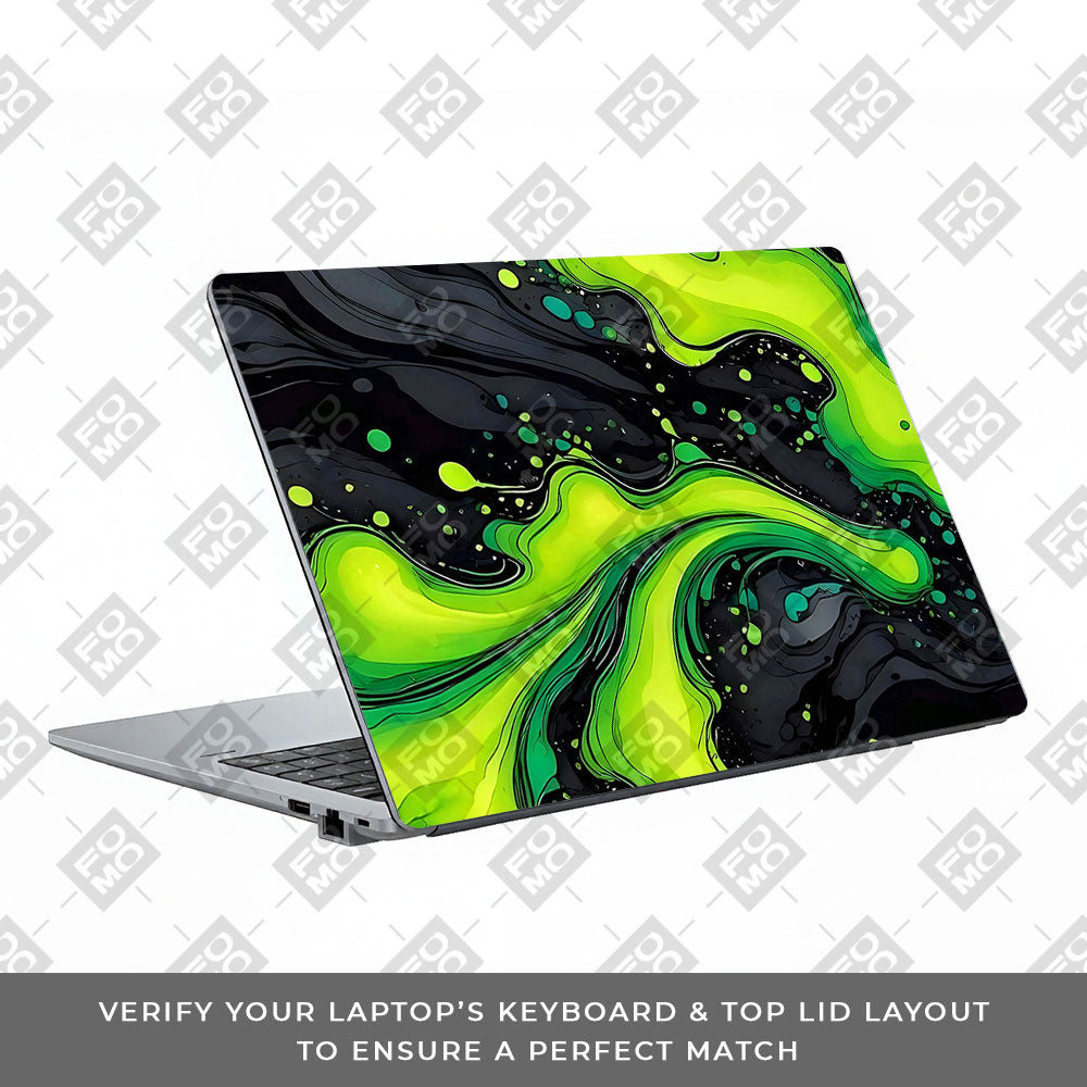 Neon Green Paint Swirls Asus ExpertBook P1503 Laptop Skin