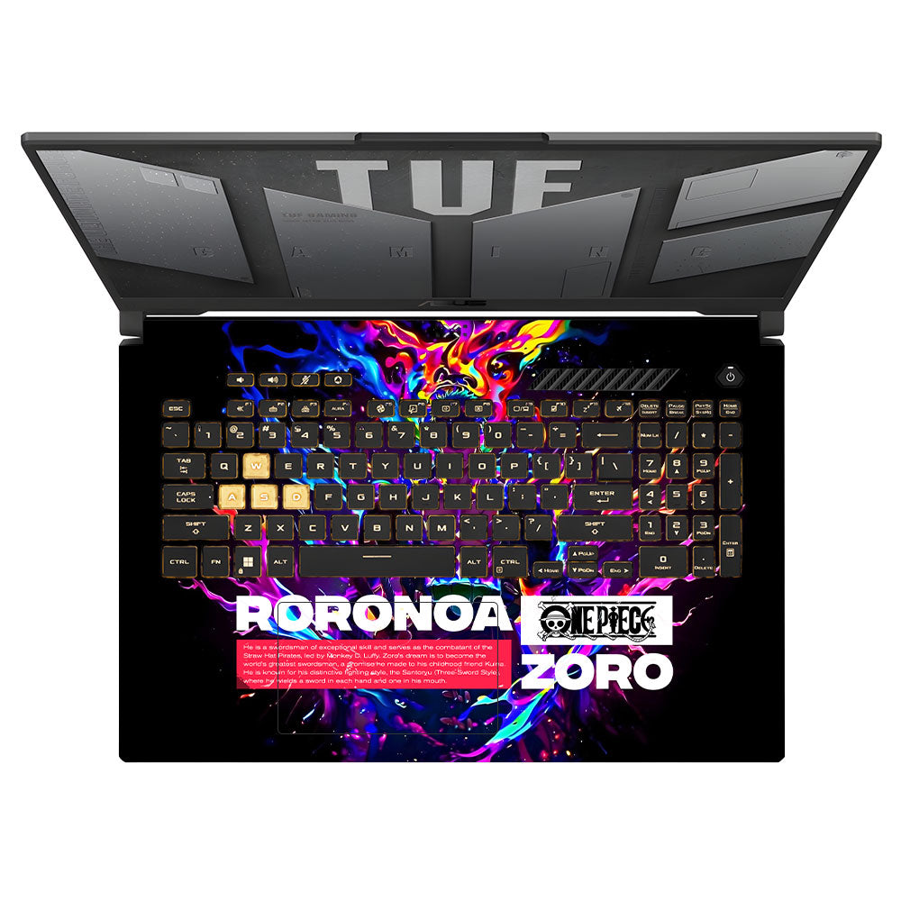 Zoro with Neon Flames Asus TUF Gaming F17 FX707Z Laptop Skin