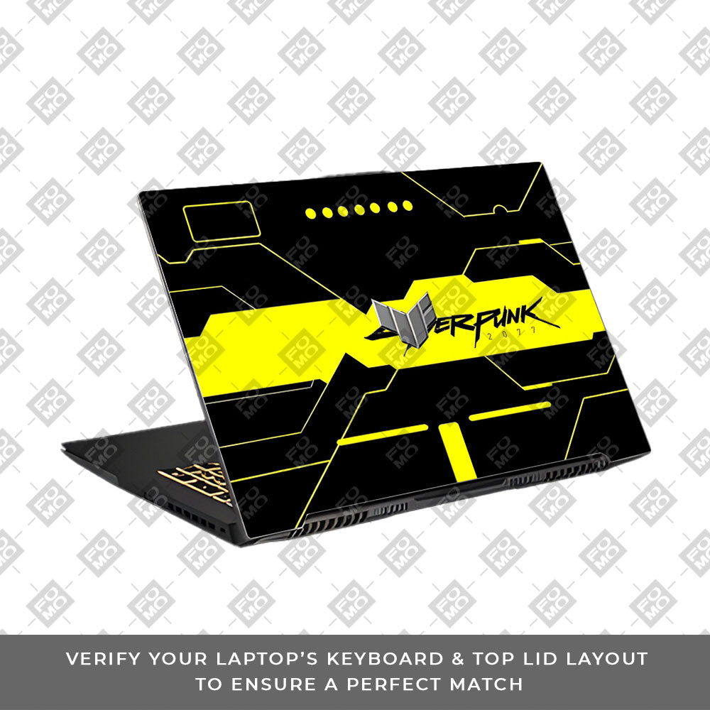 Cyberpunk Yellowline Grid Asus TUF Gaming F17 FX707Z Laptop Skin