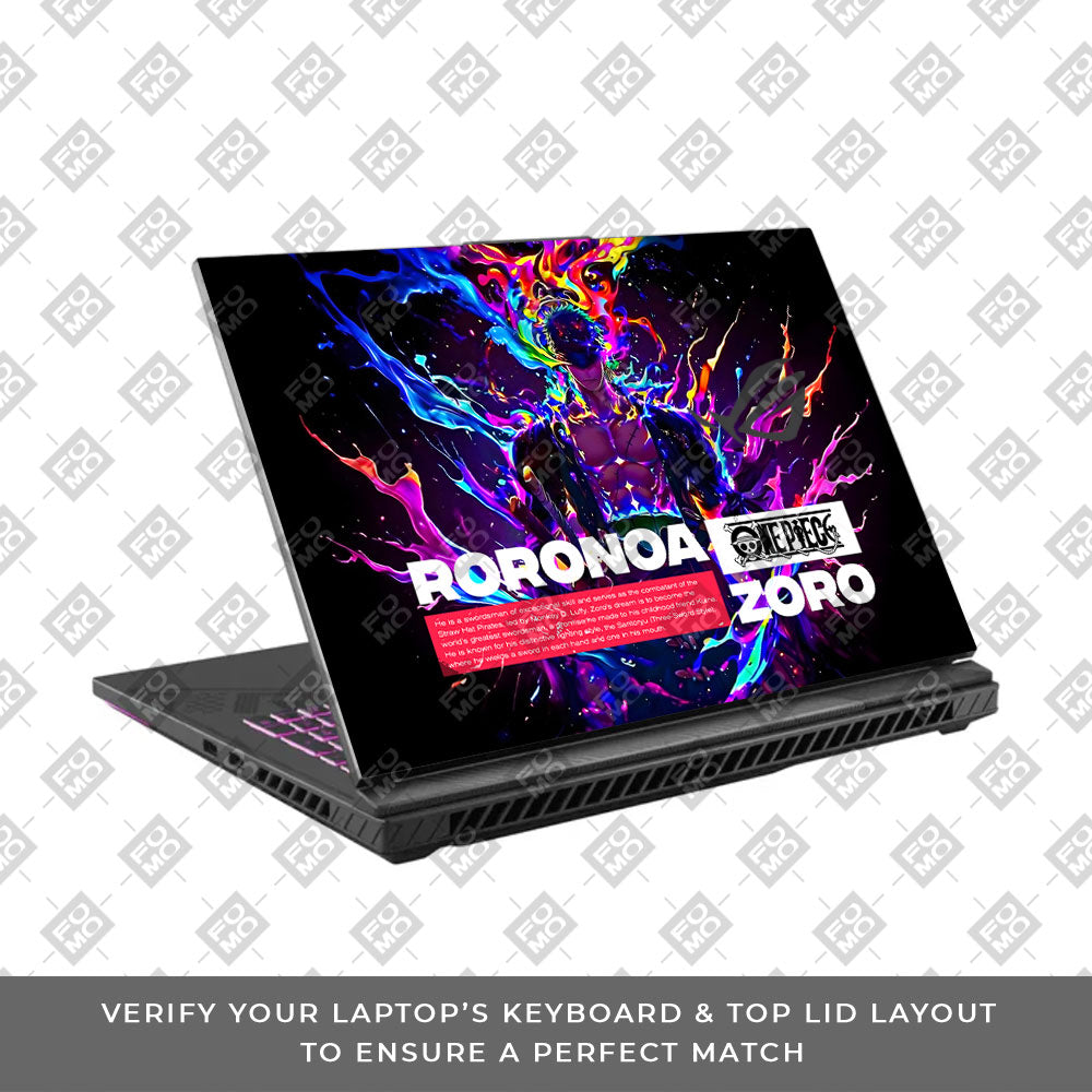 Zoro with Neon Flames Asus ROG Strix G16 G614J Laptop Skin