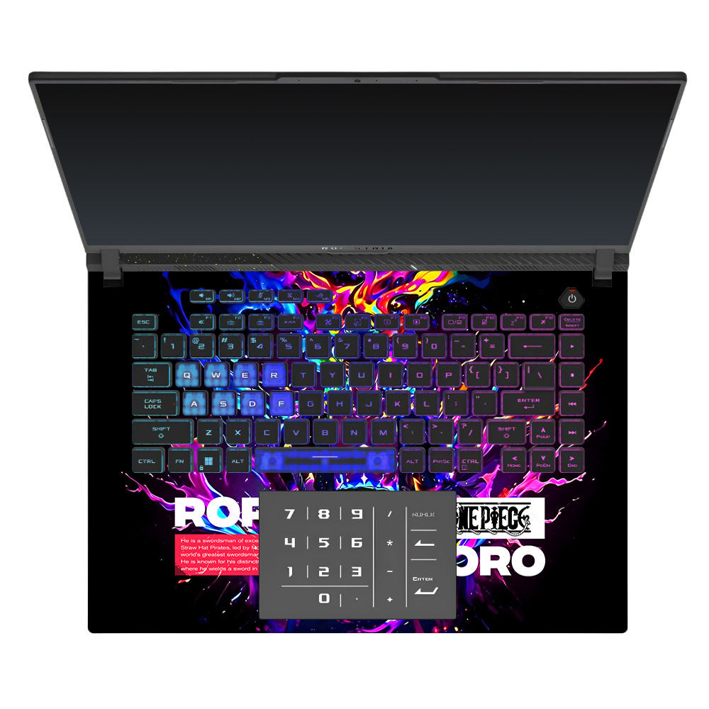 Zoro with Neon Flames Asus ROG Strix G16 G614J Laptop Skin