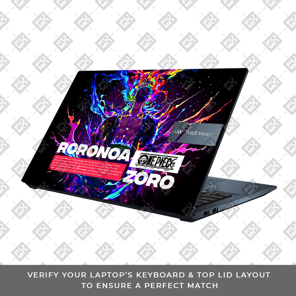 Zoro with Neon Flames Asus Vivobook Pro 15 M6500QC & M6500QH Laptop Skin