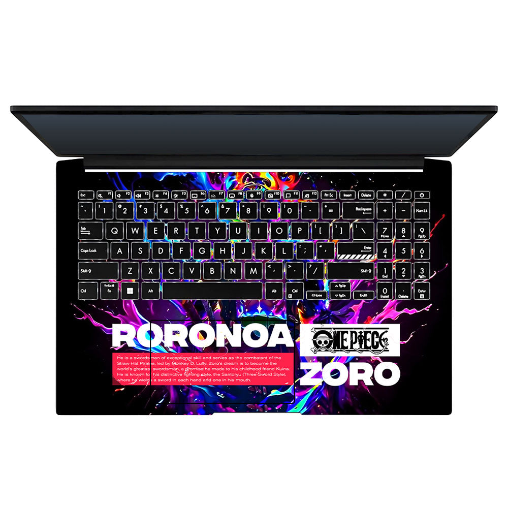 Zoro with Neon Flames Asus Vivobook Pro 15 M6500QC & M6500QH Laptop Skin