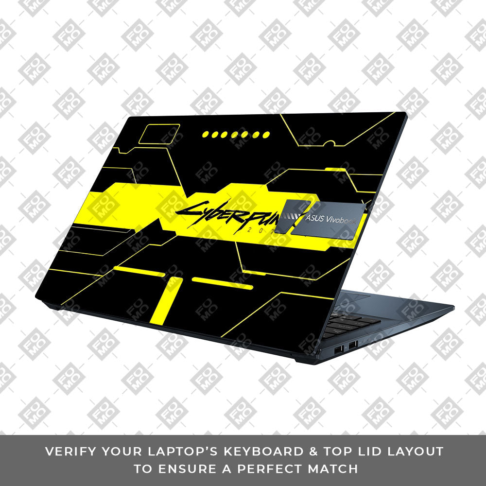 Cyberpunk Yellowline Grid Asus Vivobook Pro 15 M6500QC & M6500QH Laptop Skin