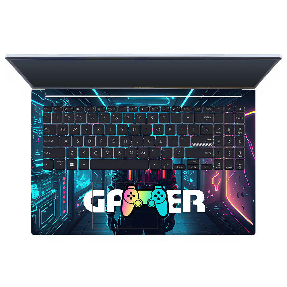 Gamer in Glowing Background Gaming Asus Vivobook 15 X1502VA Laptop Skin