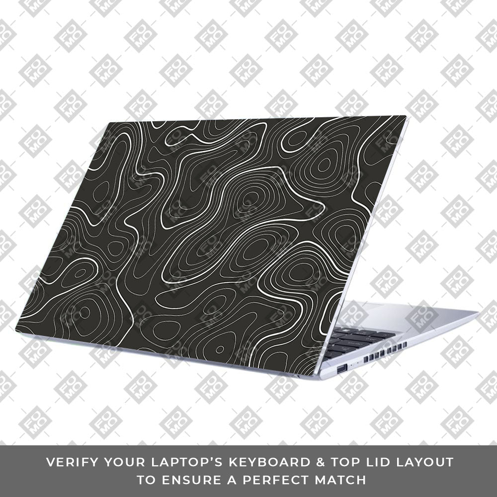 Grayscale Topographic Lines Asus Vivobook 15 X1502VA Laptop Skin