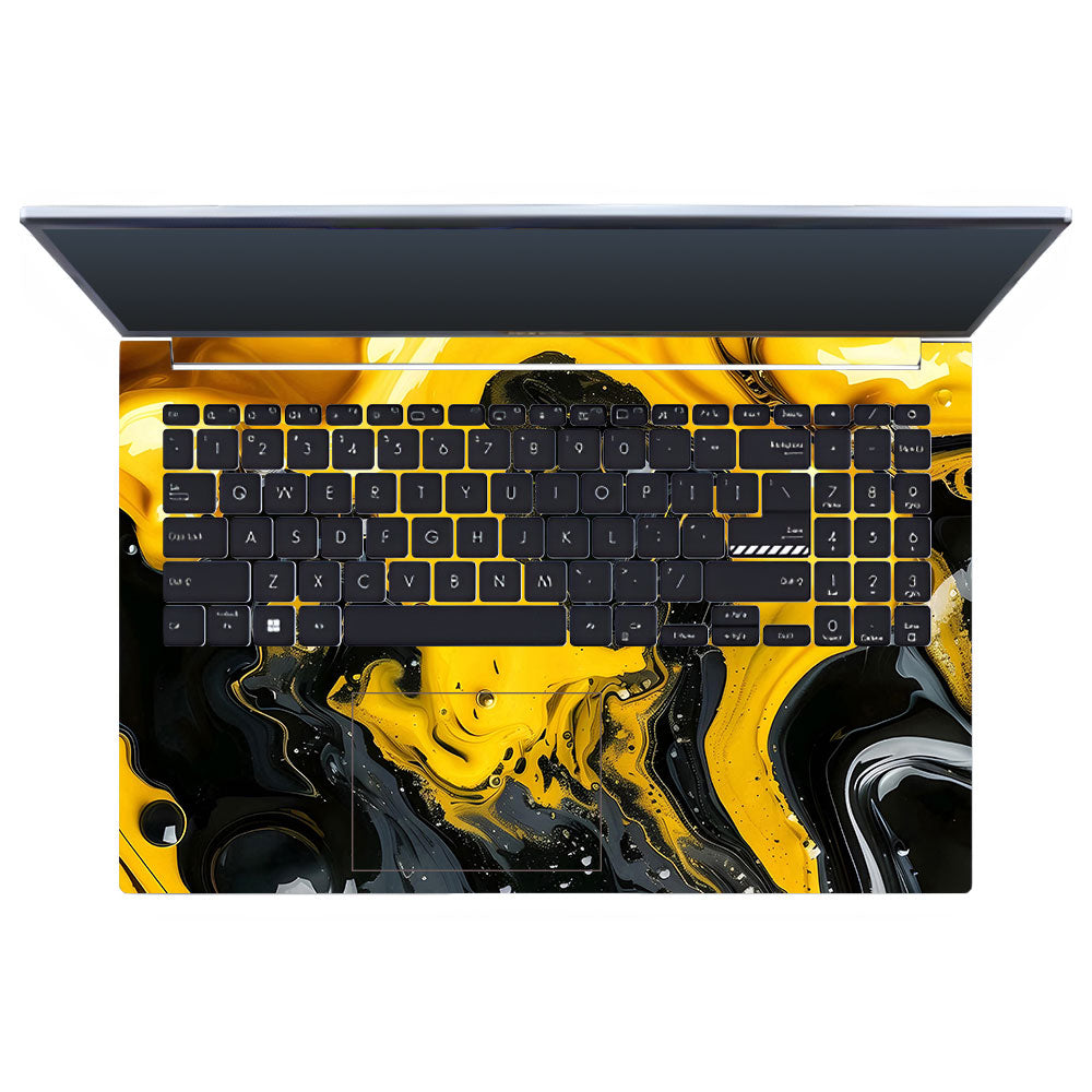 Yellow and Black Paint Swirls Asus Vivobook 15 X1502VA Laptop Skin