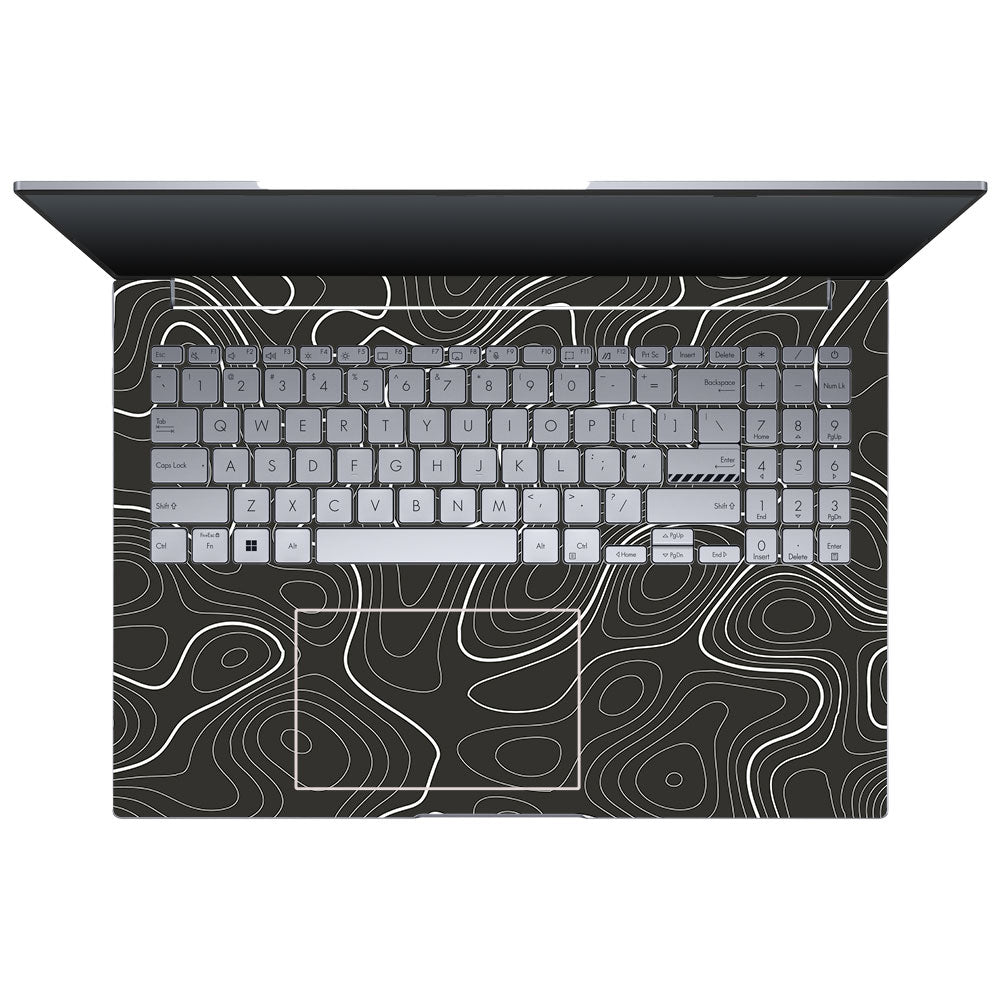Grayscale Topographic Lines Asus VivoBook 16X K3605 Laptop Skin