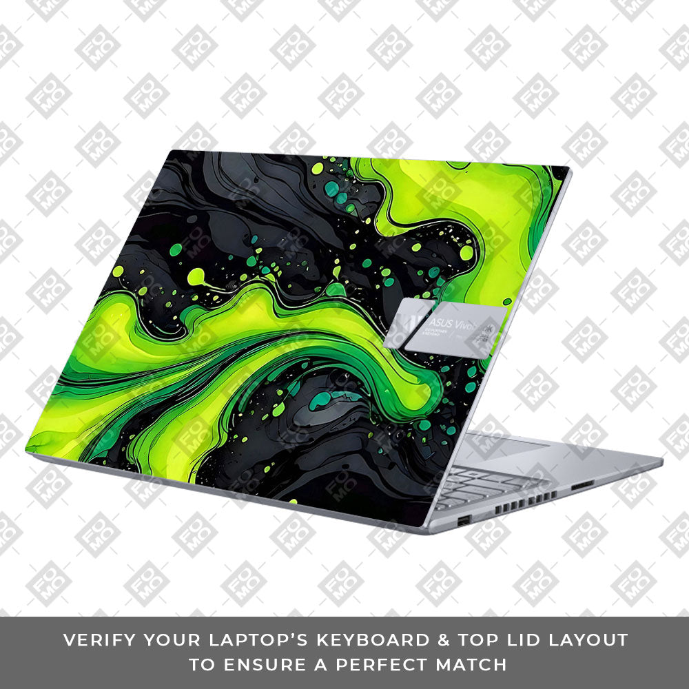 Neon Green Paint Swirls Asus VivoBook 16X K3605 Laptop Skin