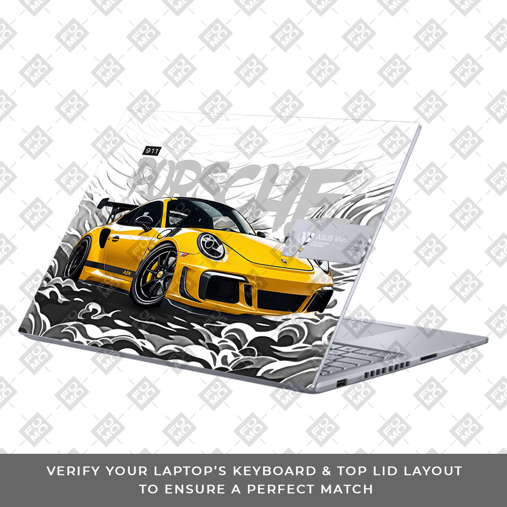 Porsche 911 Yellow Blaze Asus VivoBook 16X K3605 Laptop Skin