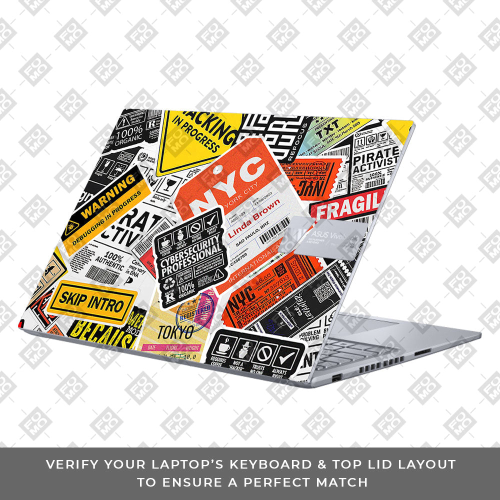 Tech Aesthetic Sticker Collage Asus VivoBook 16X K3605 Laptop Skin