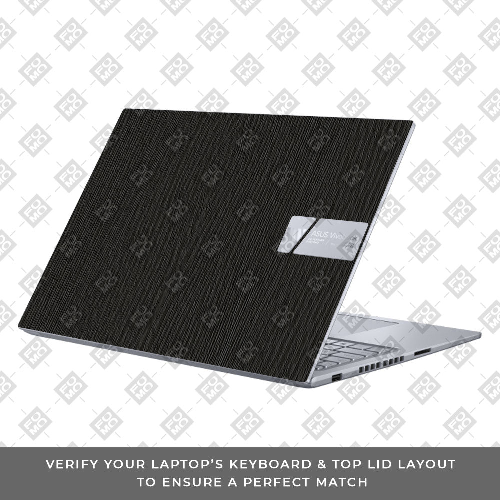 Textured Black Wood Asus VivoBook 16X K3605 Laptop Skin