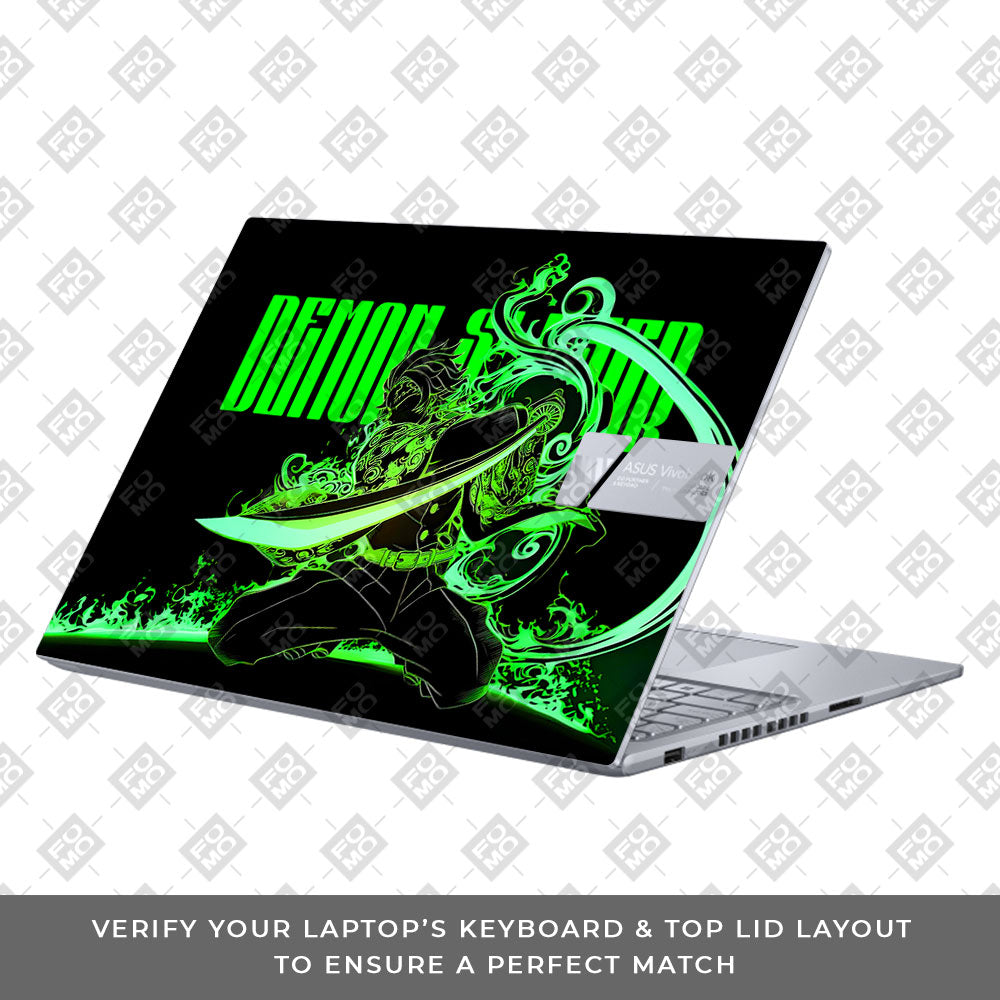 Tanjiro Green Flame Dance Asus VivoBook 16X K3605 Laptop Skin