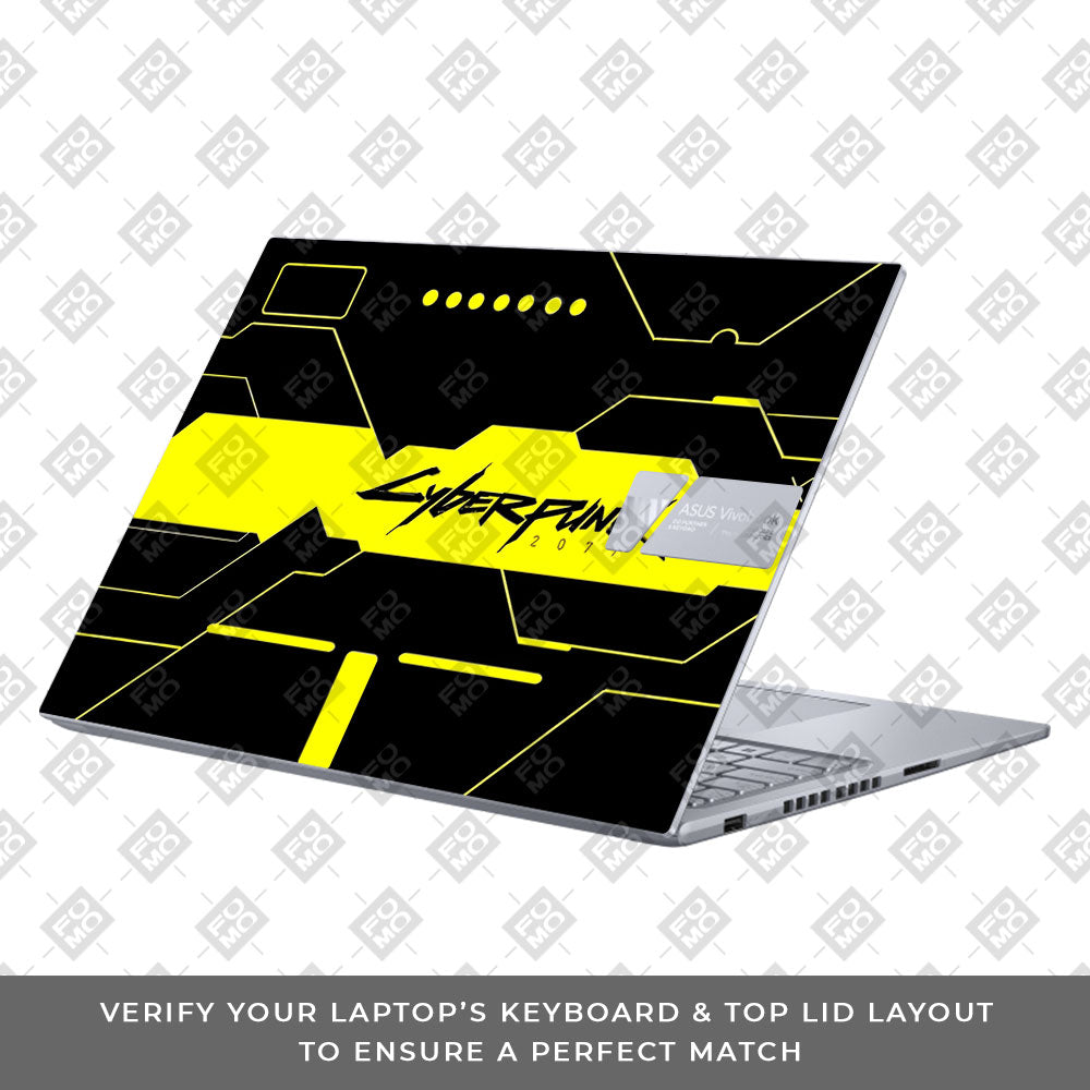 Cyberpunk Yellowline Grid Asus VivoBook 16X K3605 Laptop Skin