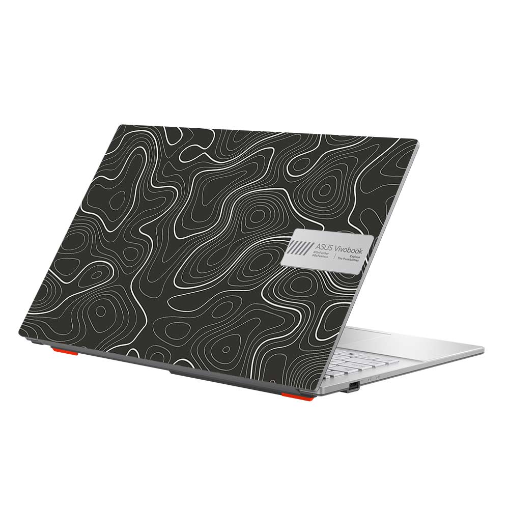 Grayscale Topographic Lines Asus Vivobook Go 15 E1504G Laptop Skin