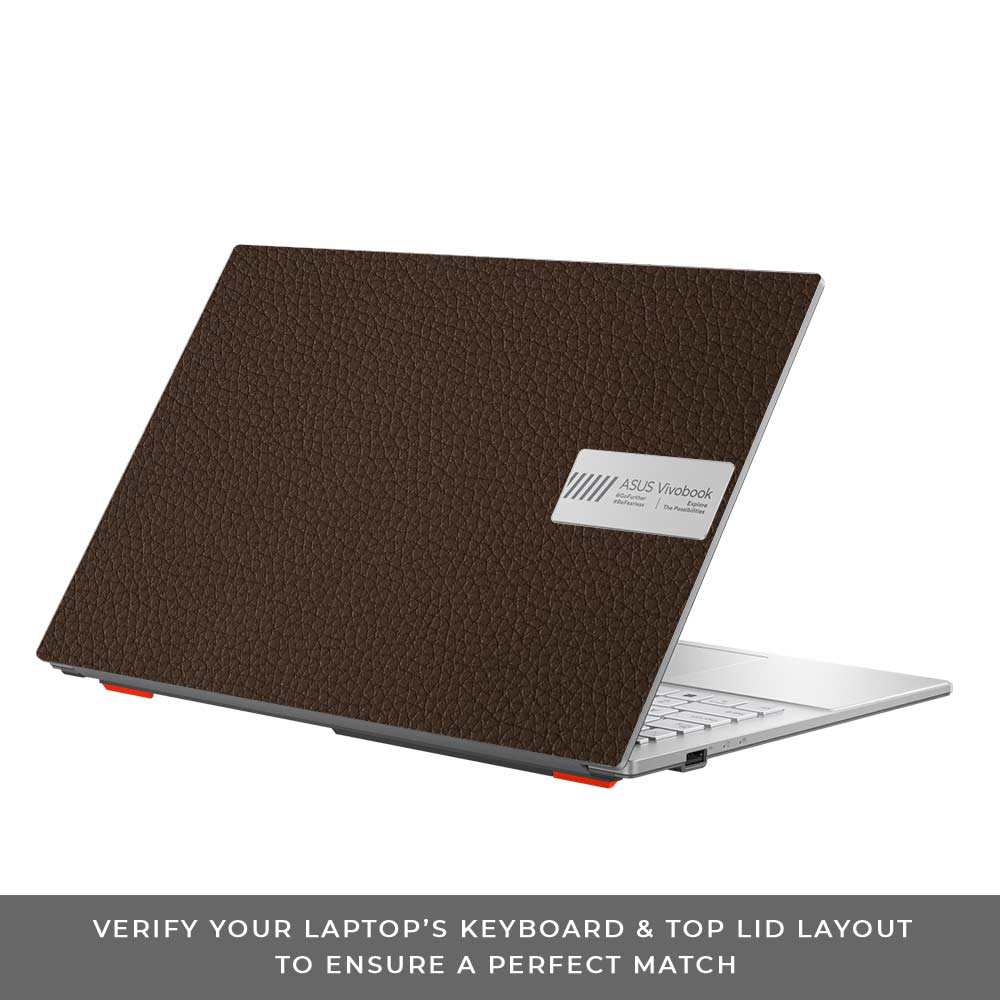 Textured Brown Leather Asus Vivobook Go 15 E1504G Laptop Skin