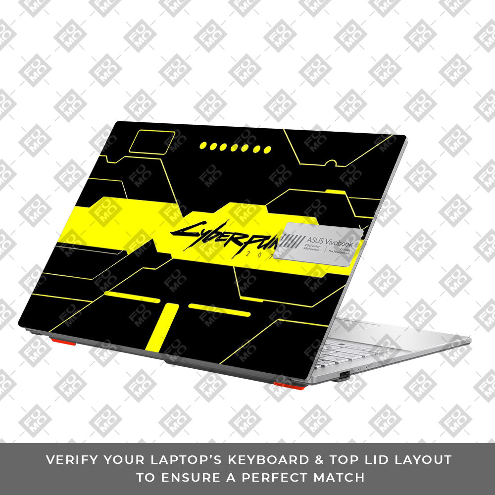 Cyberpunk Yellowline Grid Asus Vivobook Go 15 E1504G Laptop Skin