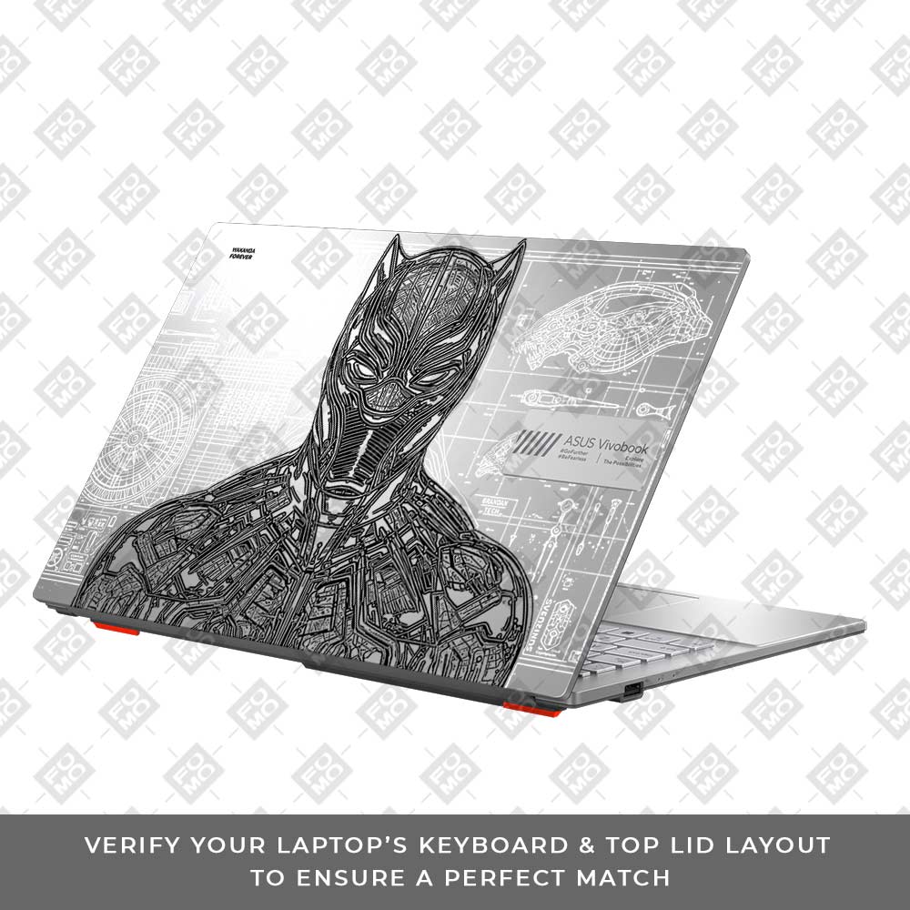 Transparent Black Panther Techshell Asus Vivobook Go 15 E1504G Laptop Skin
