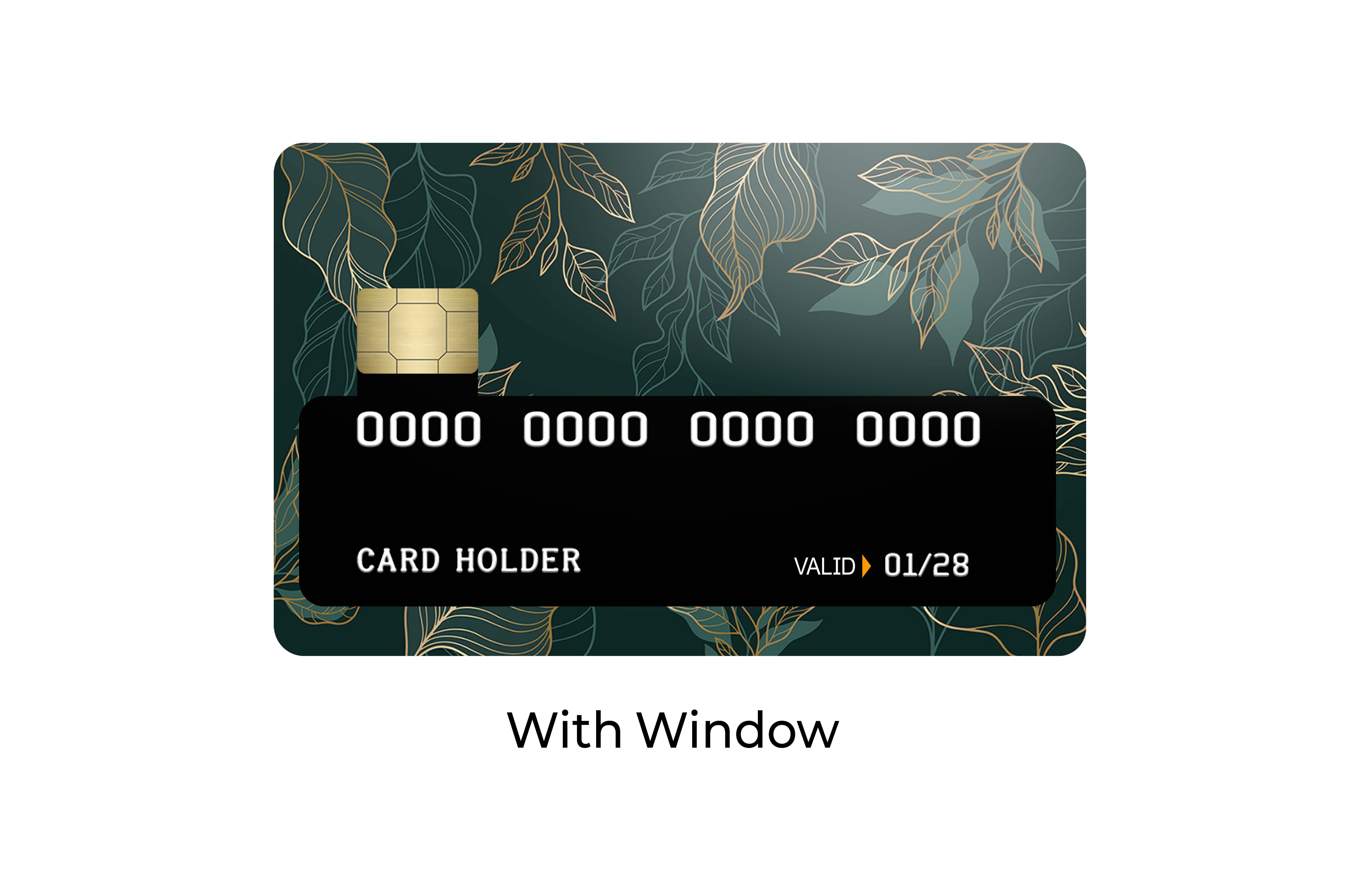 Golden Green Florals Botanical Card Skin
