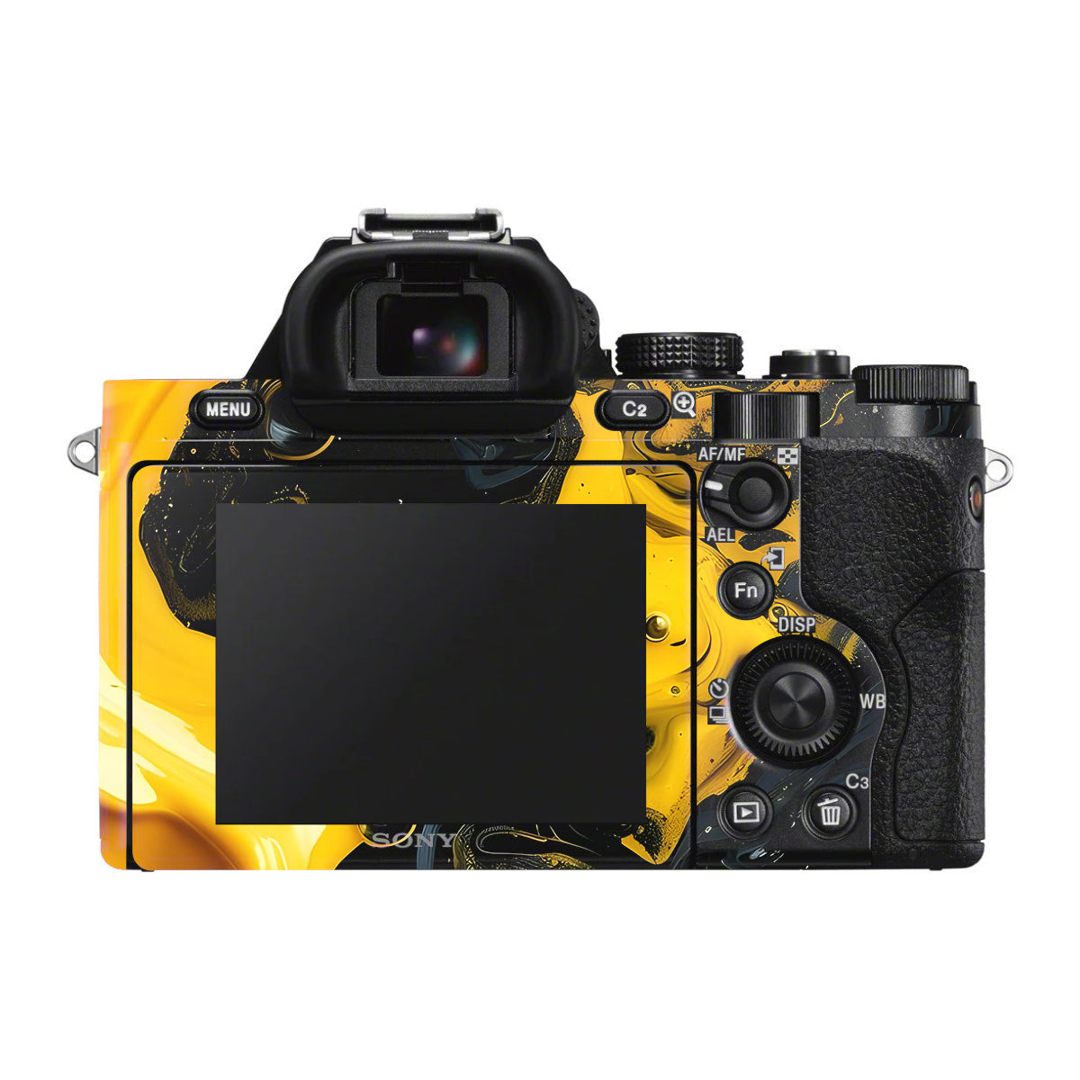 Yellow and Black Paint Swirls Sony A7 S Camera Skin