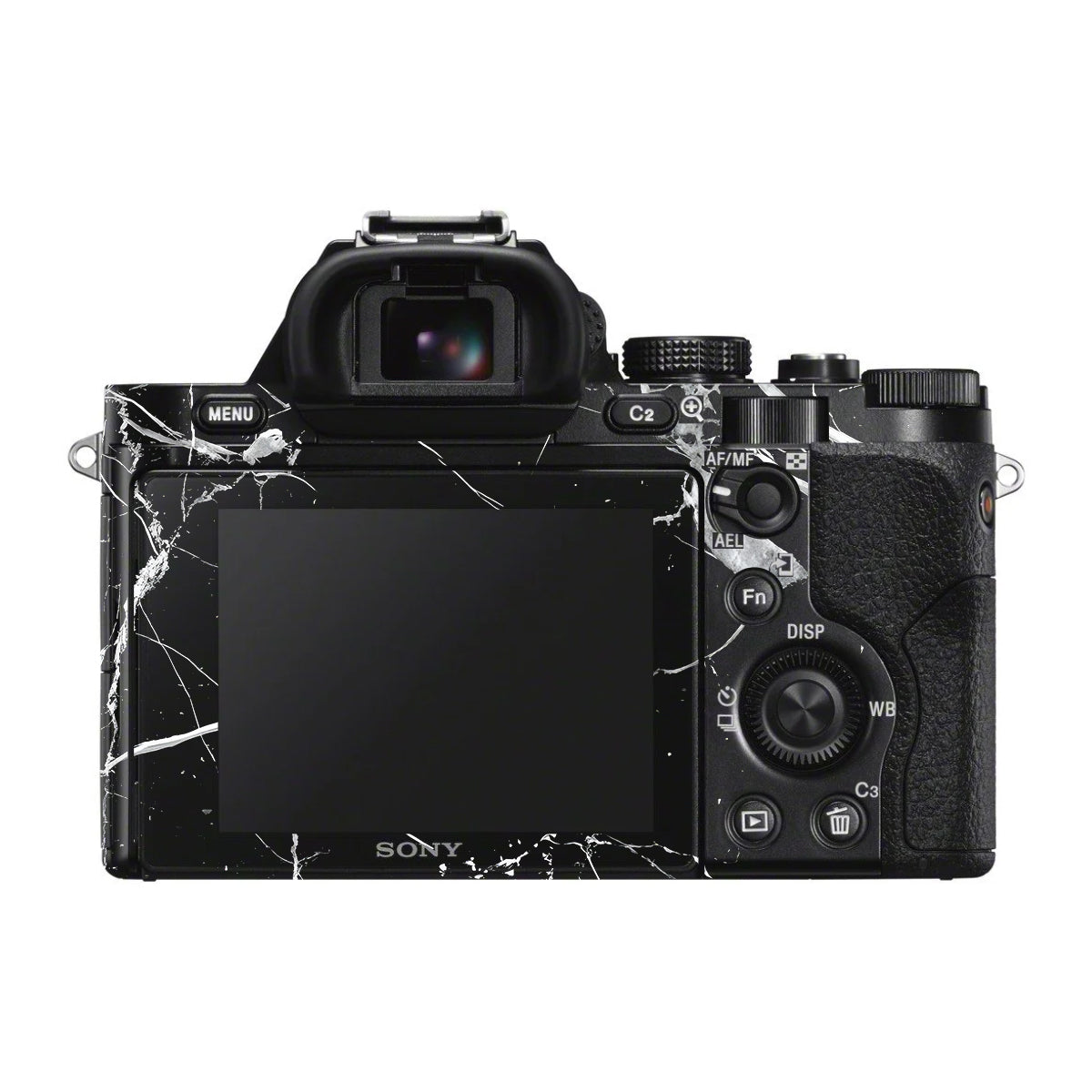 White Veins on Black Sony A7 S Camera Skin