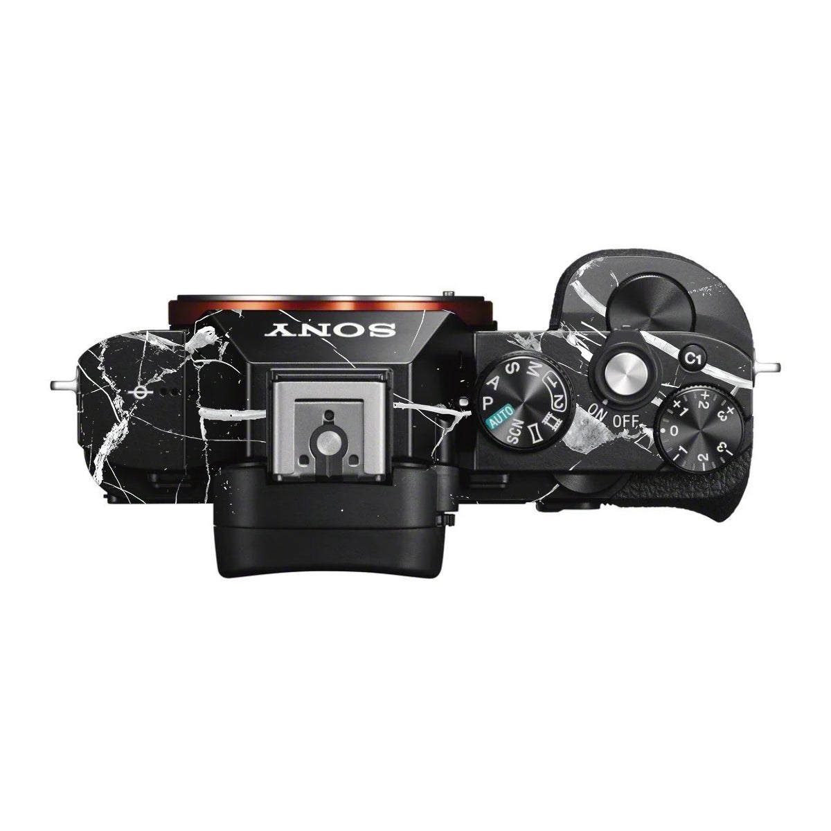 White Veins on Black Sony A7 S Camera Skin