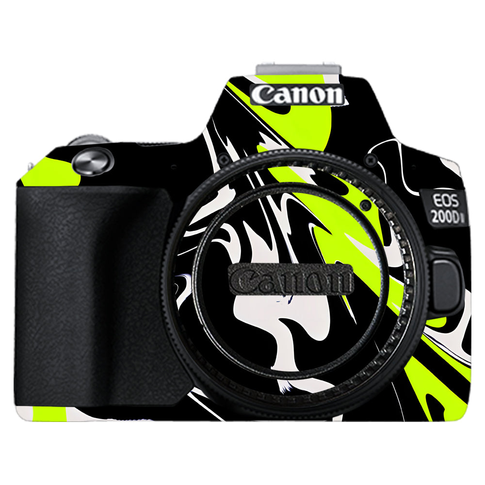 Neon Green and Black Pattern Canon EOS 200D II Camera Skins