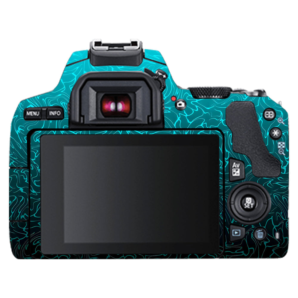Cyan Blue to Black Gradient Canon EOS 200D II Camera Skins
