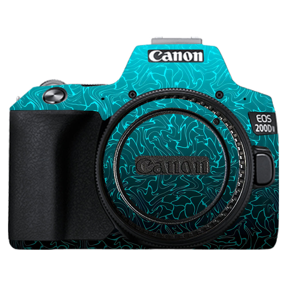 Cyan Blue to Black Gradient Canon EOS 200D II Camera Skins