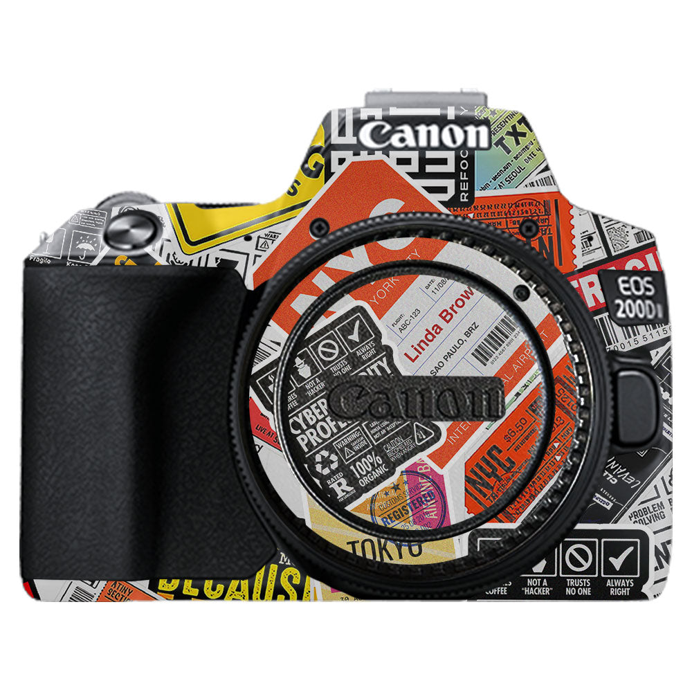 Tech Aesthetic Sticker Collage Canon EOS 200D II Camera Skins