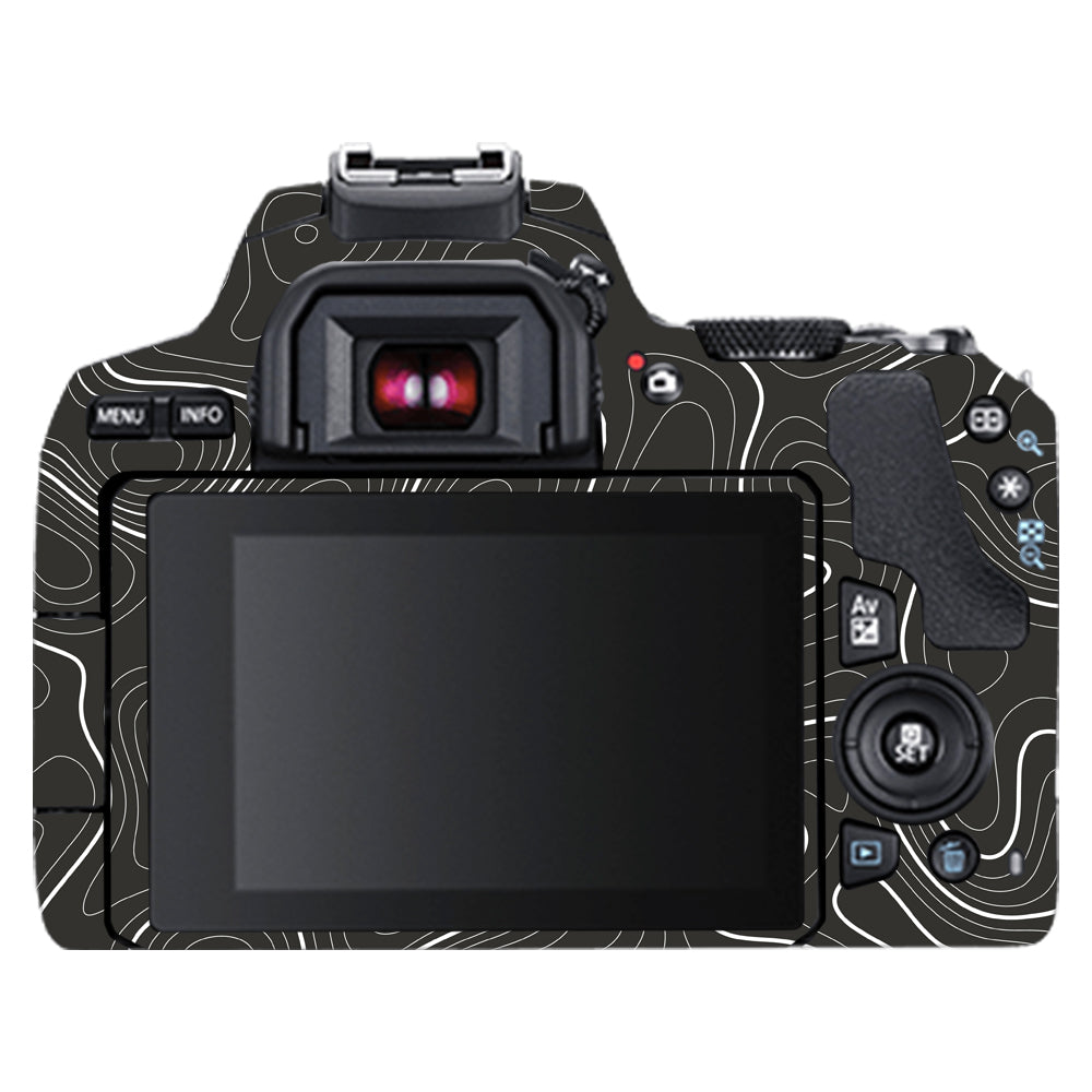 Grayscale Topographic Lines Canon EOS 200D II Camera Skins