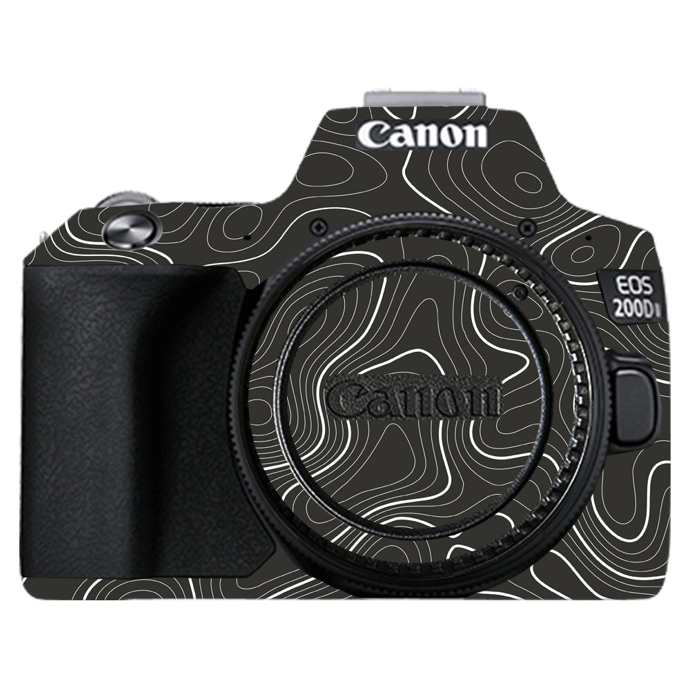Grayscale Topographic Lines Canon EOS 200D II Camera Skins