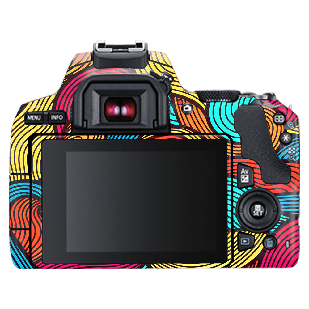 Retro Colorful Doodle Art Pattern Canon EOS 200D II Camera Skin