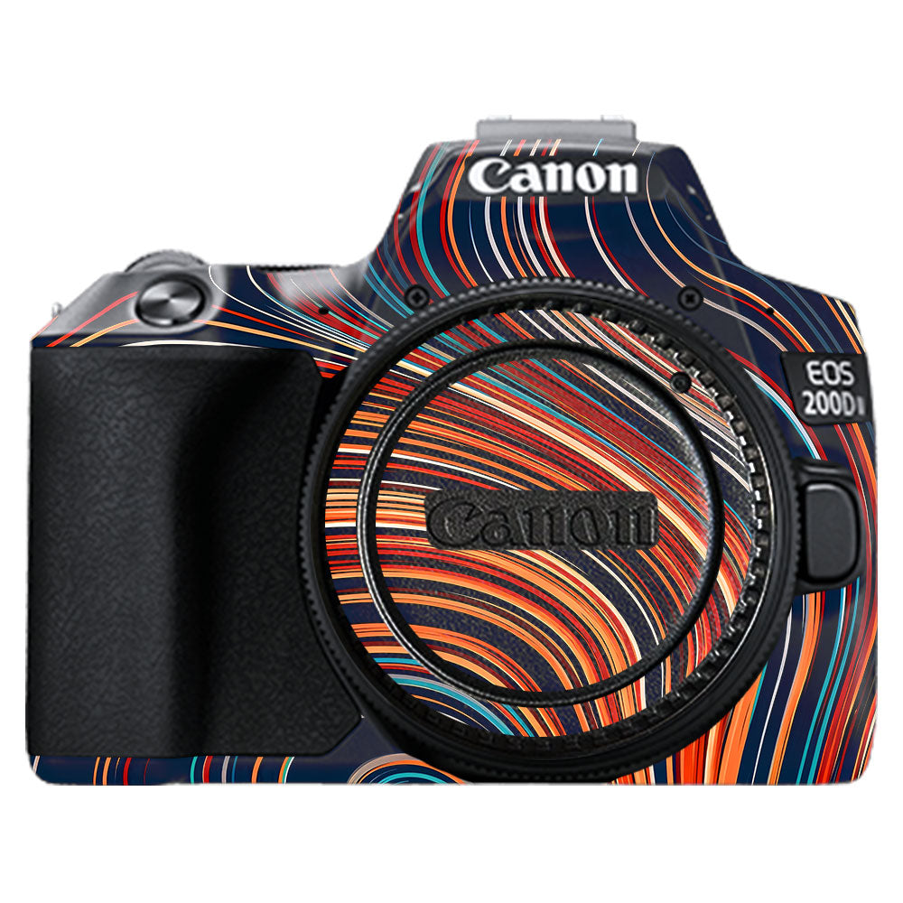 Retro Abstract Striped Swirl Canon EOS 200D II Camera Skin
