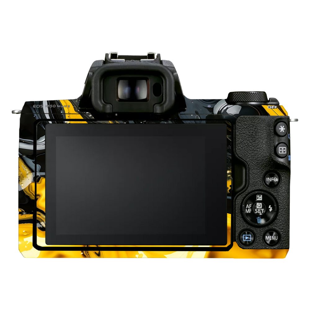 Yellow and Black Paint Swirls Canon EOS M50 Mark II Camera Skins