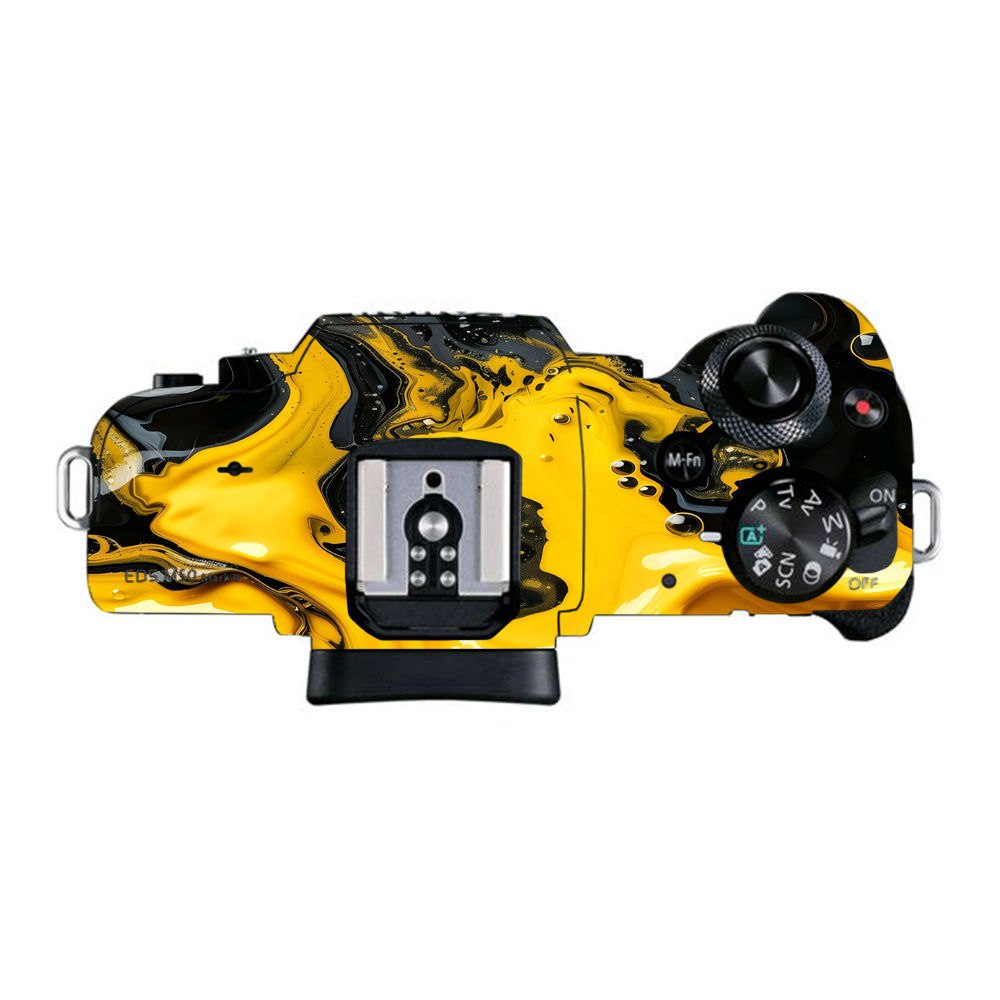 Yellow and Black Paint Swirls Canon EOS M50 Mark II Camera Skins