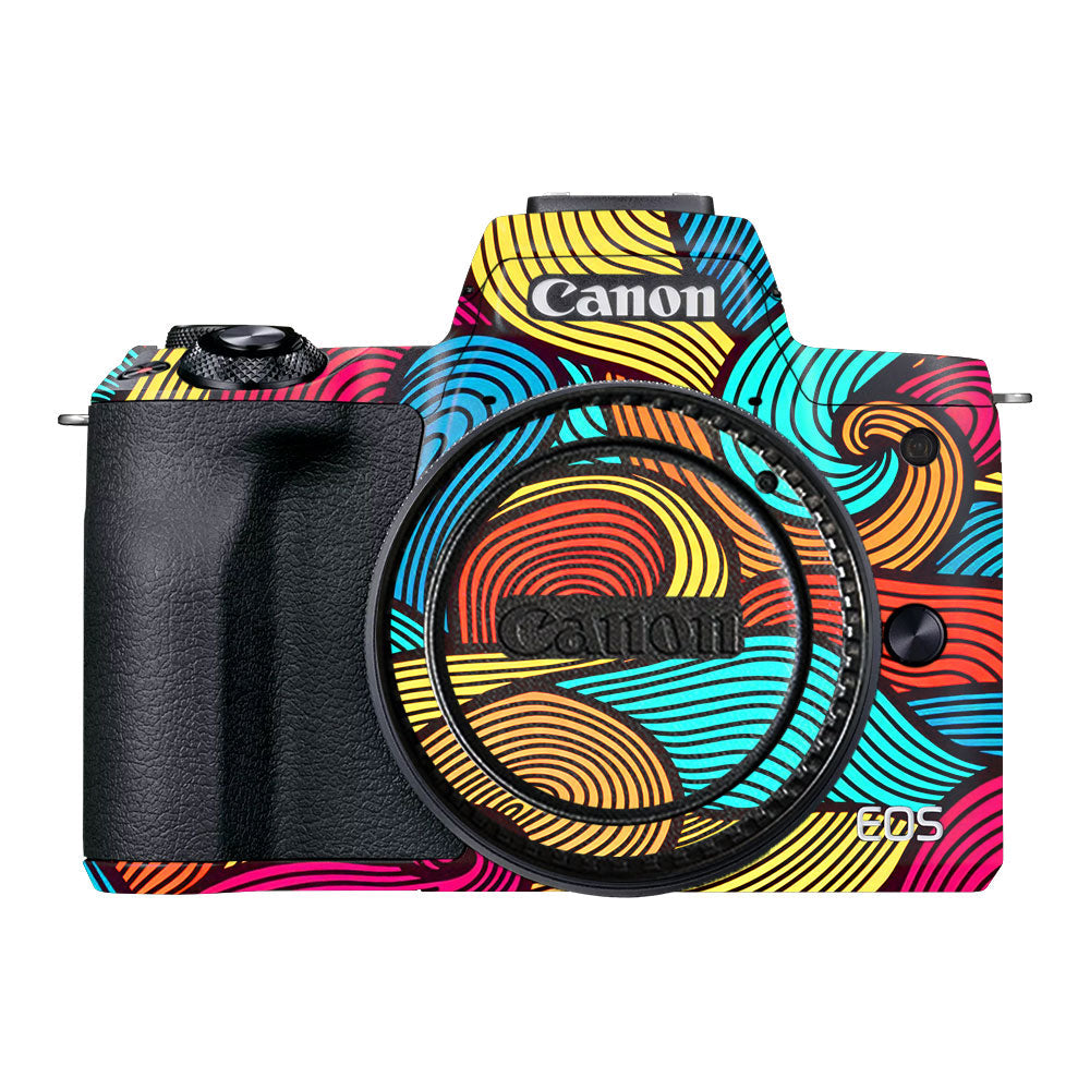 Retro Colorful Doodle Art Pattern Canon EOS M50 Mark II Camera Skin