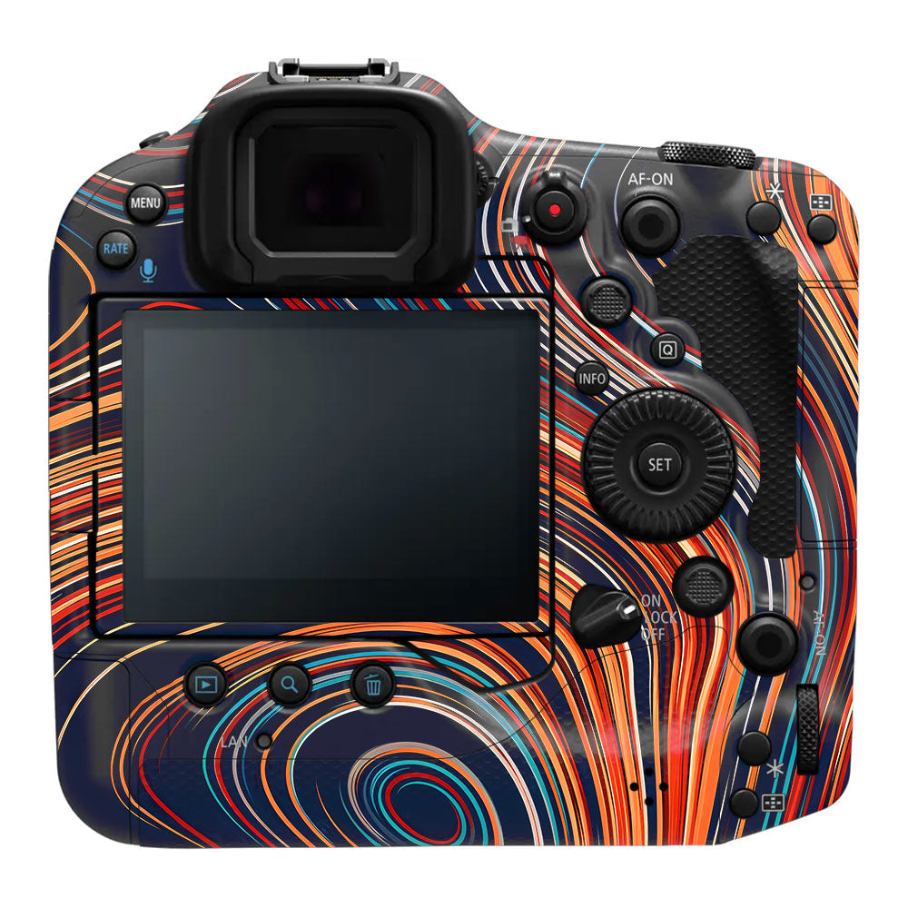 Retro Abstract Striped Swirl Canon EOS R3 Camera Skin